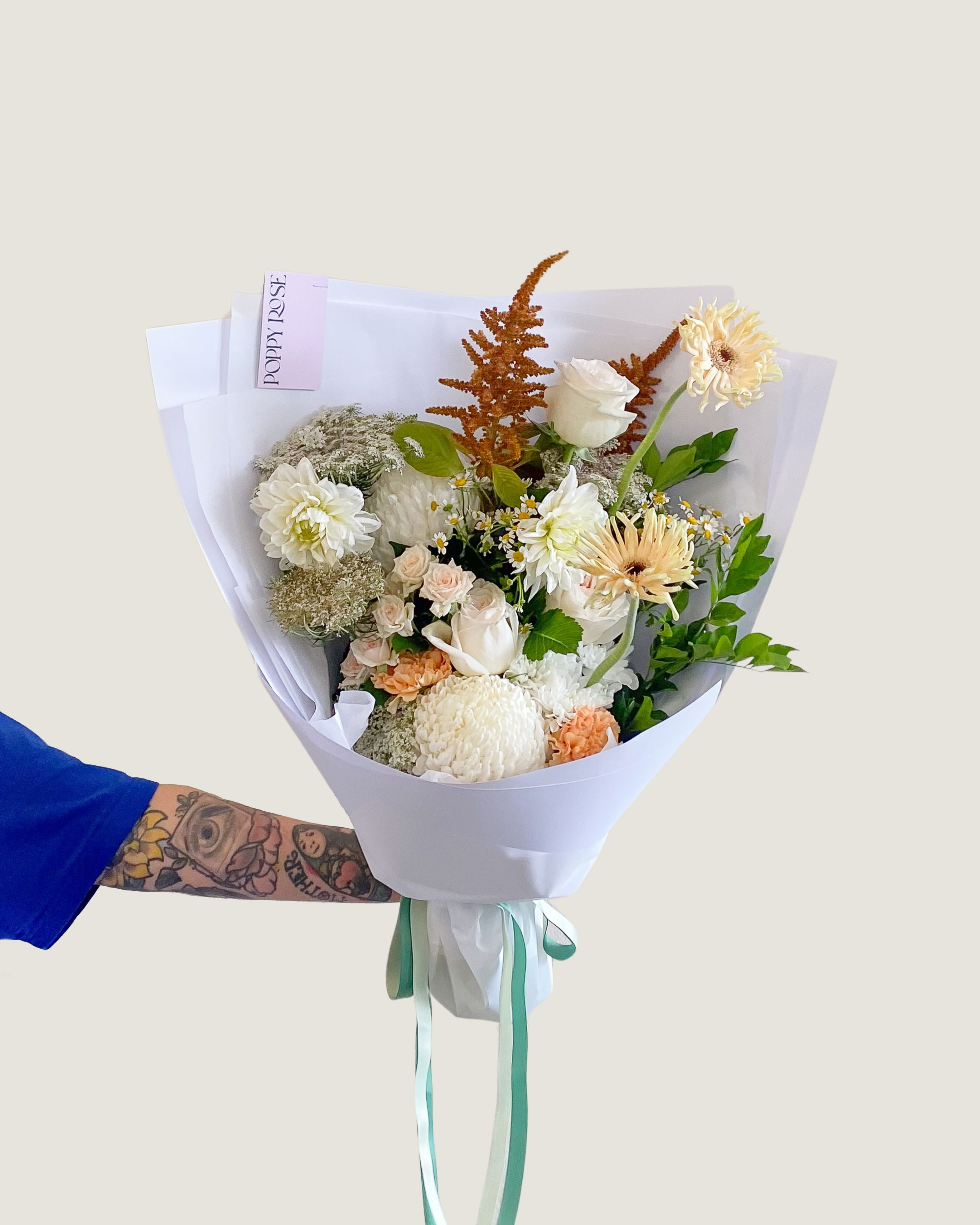 Soft and Natural Bouquet - Poppy Rose - Poppy Rose Flowers Brisbane