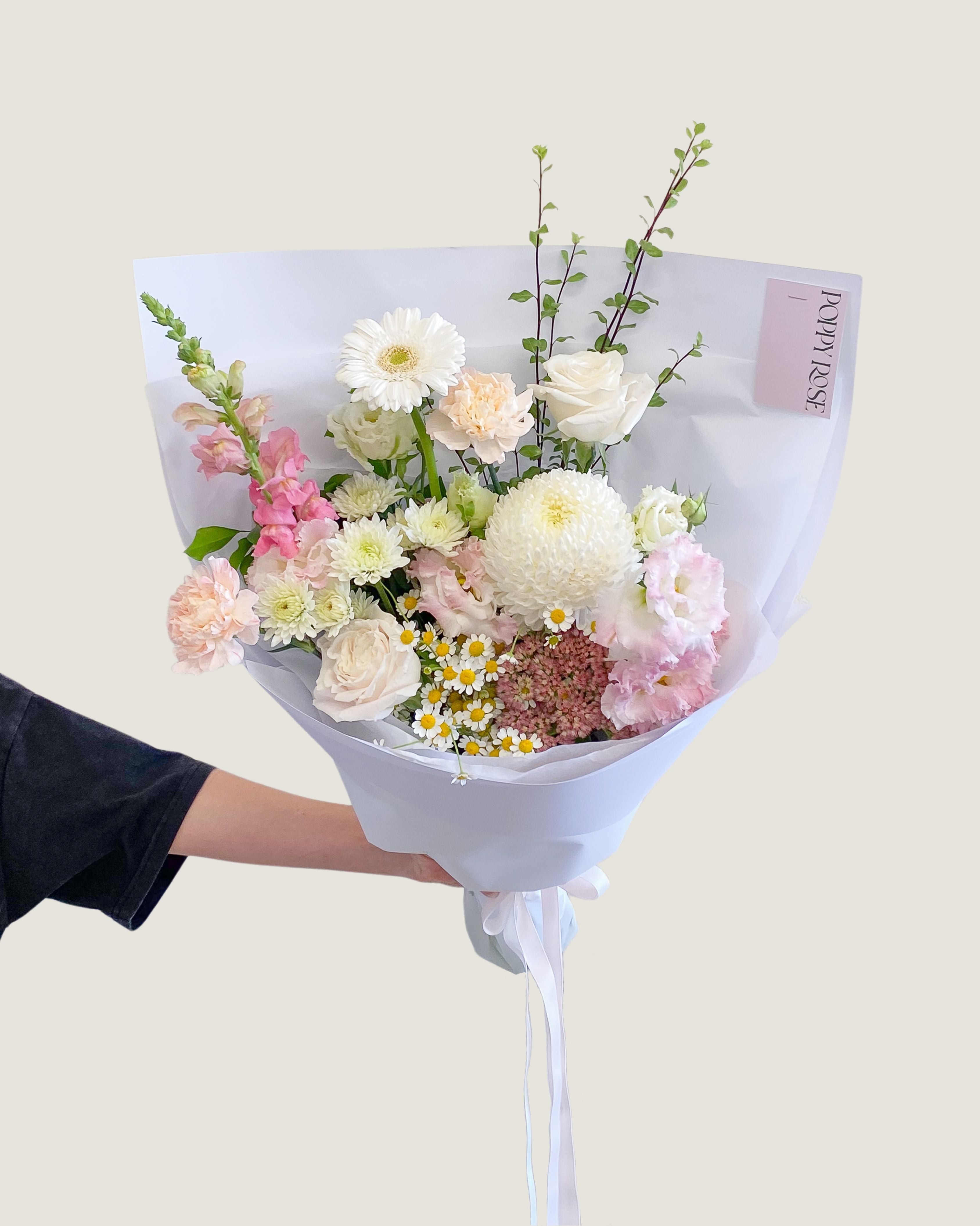 Soft and Natural Bouquet - Poppy Rose - Poppy Rose Flowers Brisbane