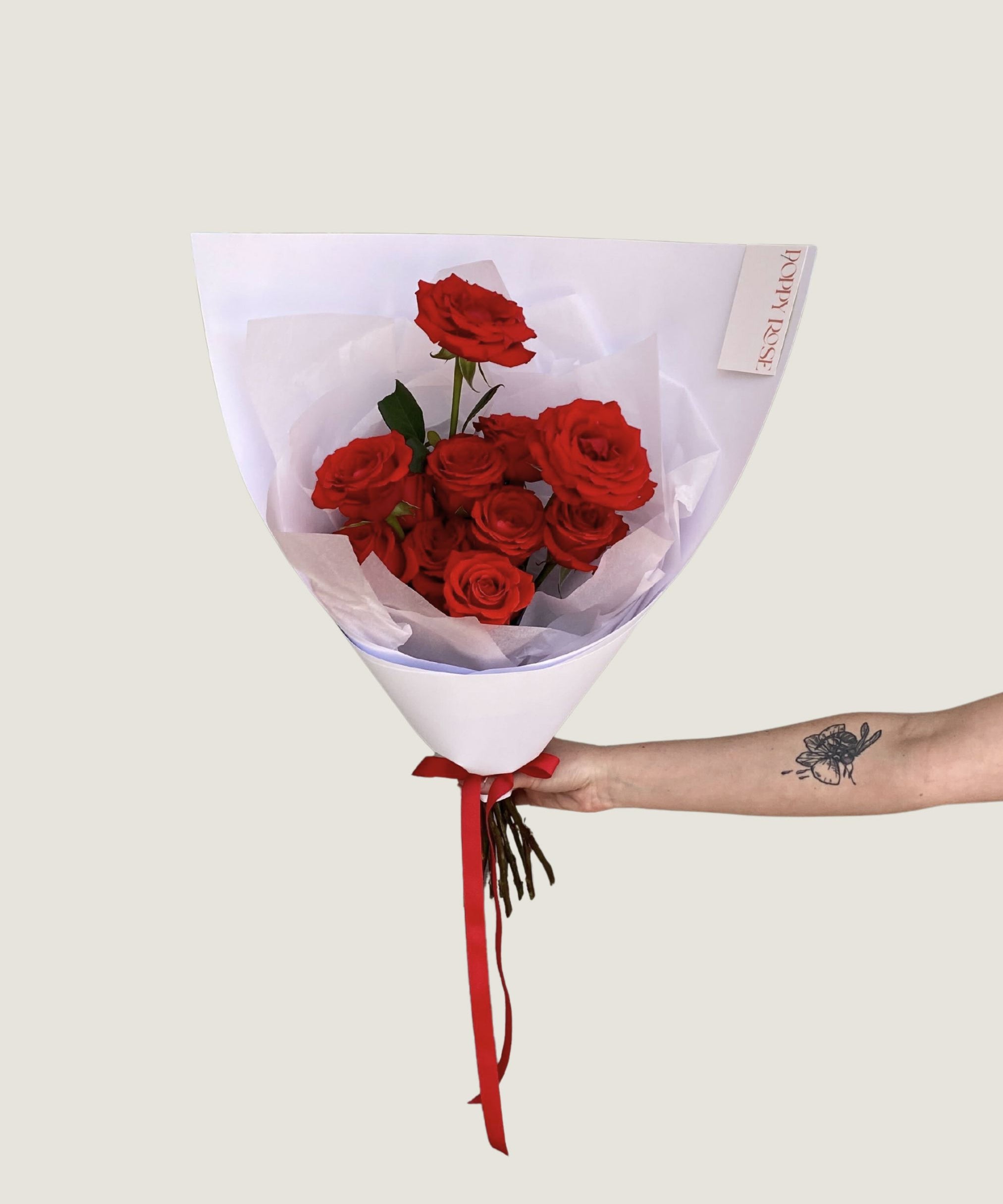 12 Stem Red Rose - Poppy Rose - Poppy Rose Flowers Brisbane