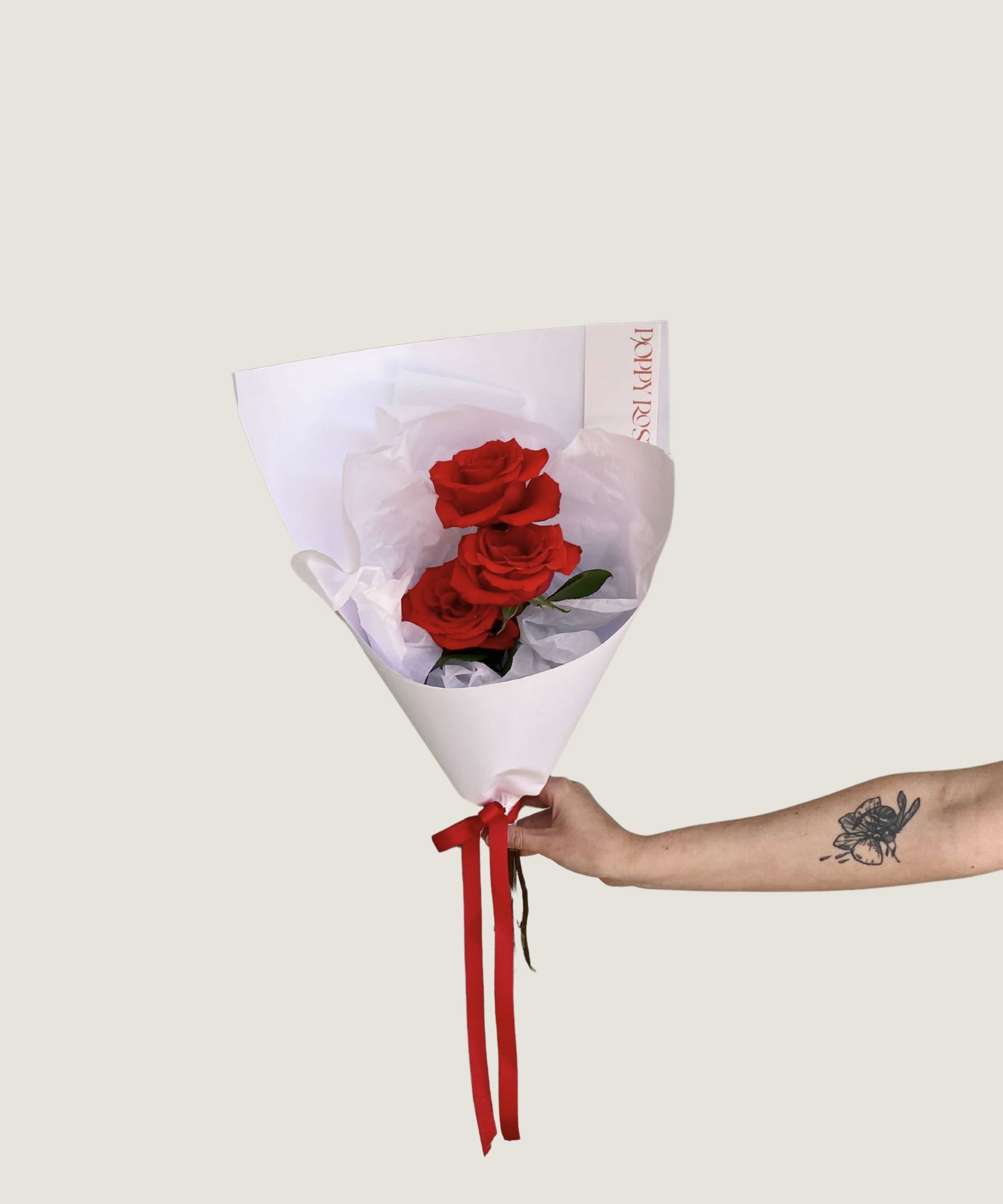 3 Stem Red Rose - Poppy Rose - Poppy Rose Flowers Brisbane