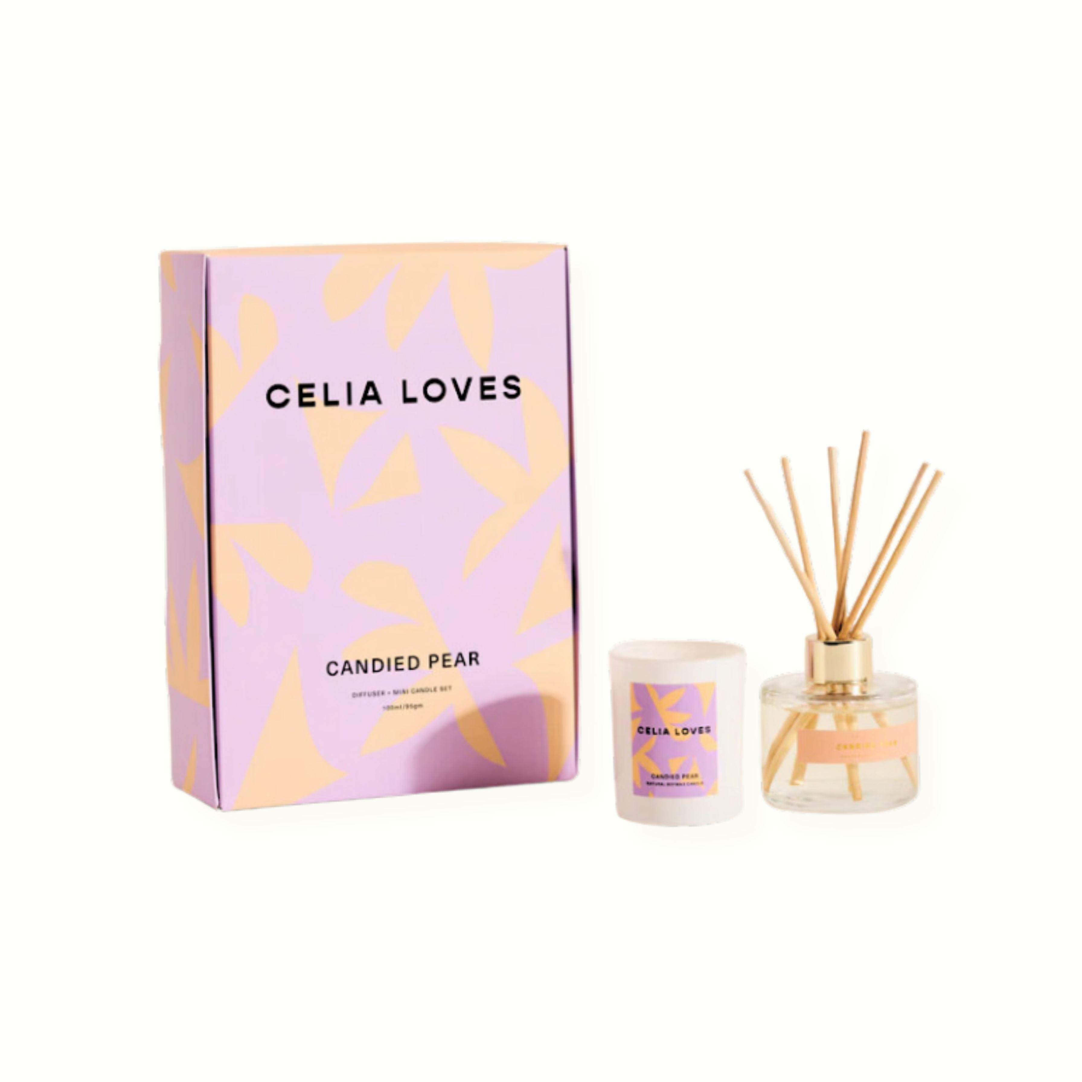 Candle & Diffuser Set Home Celia Loves Candied Pear 