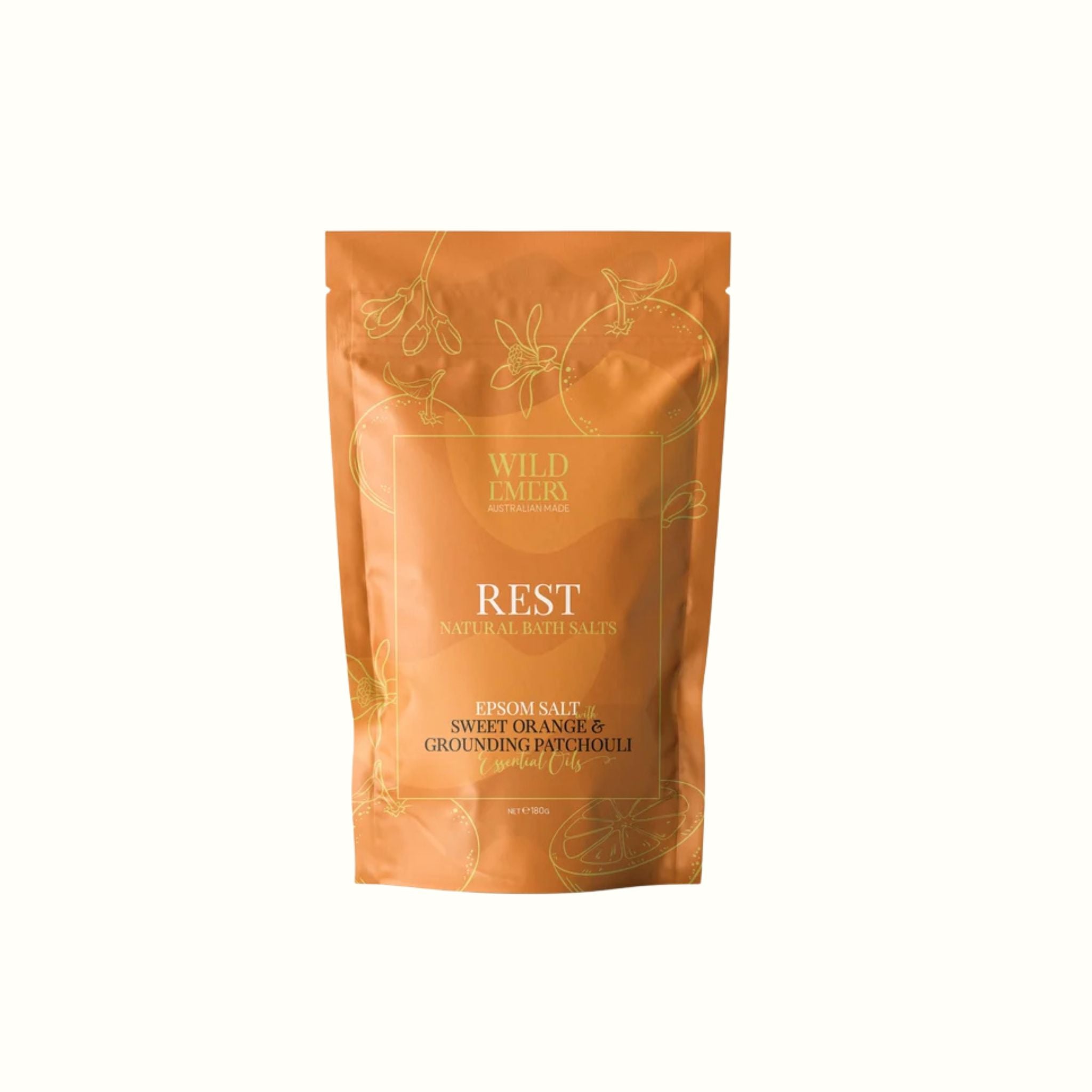 Rest Natural Bath Salts - Wild Emery - Poppy Rose Flowers Brisbane