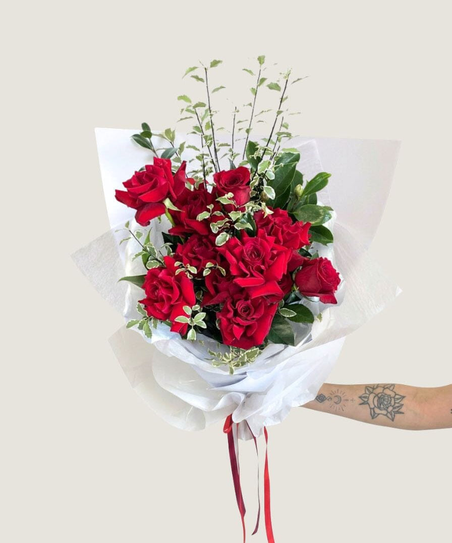 Timeless Love - 12 Rose Bouquet - Poppy Rose - Poppy Rose Flowers Brisbane
