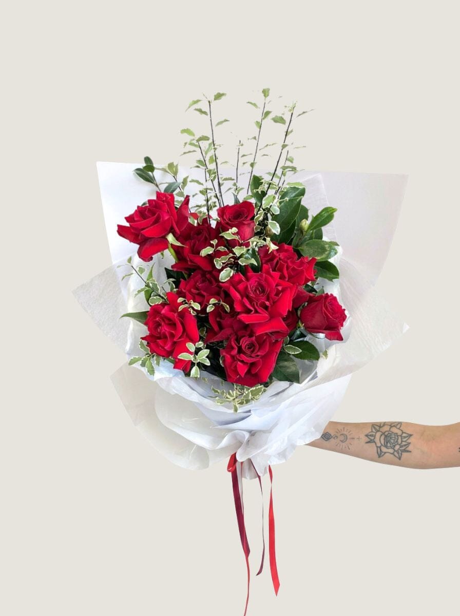 Timeless Love - 12 Rose Bouquet - Poppy Rose - Poppy Rose Flowers Brisbane