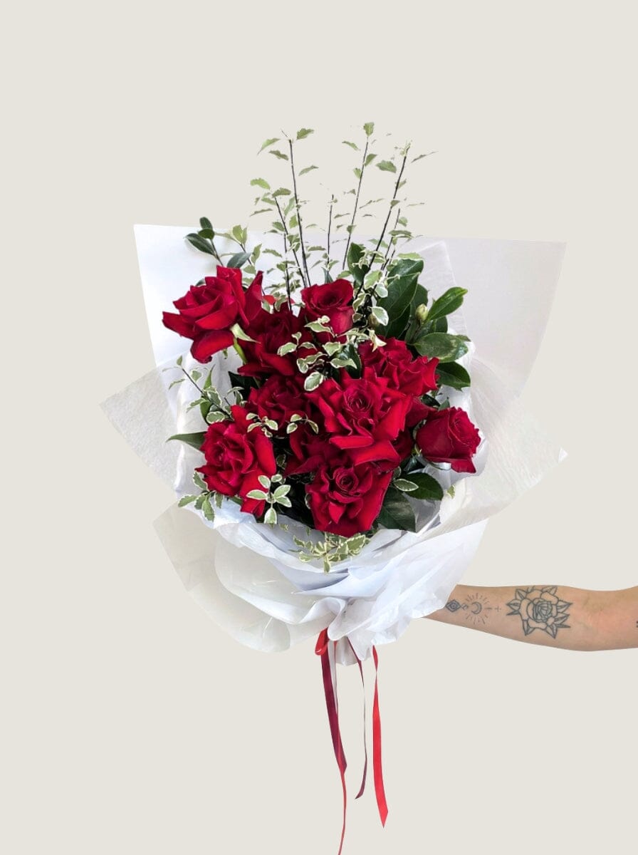 Timeless Love - 12 Rose Bouquet - Poppy Rose - Poppy Rose Flowers Brisbane