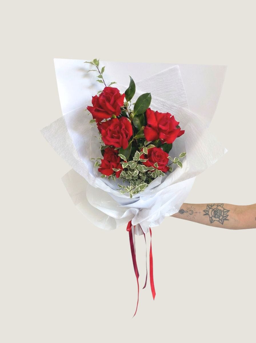 Timeless Love - 6 Rose Bouquet - Poppy Rose - Poppy Rose Flowers Brisbane