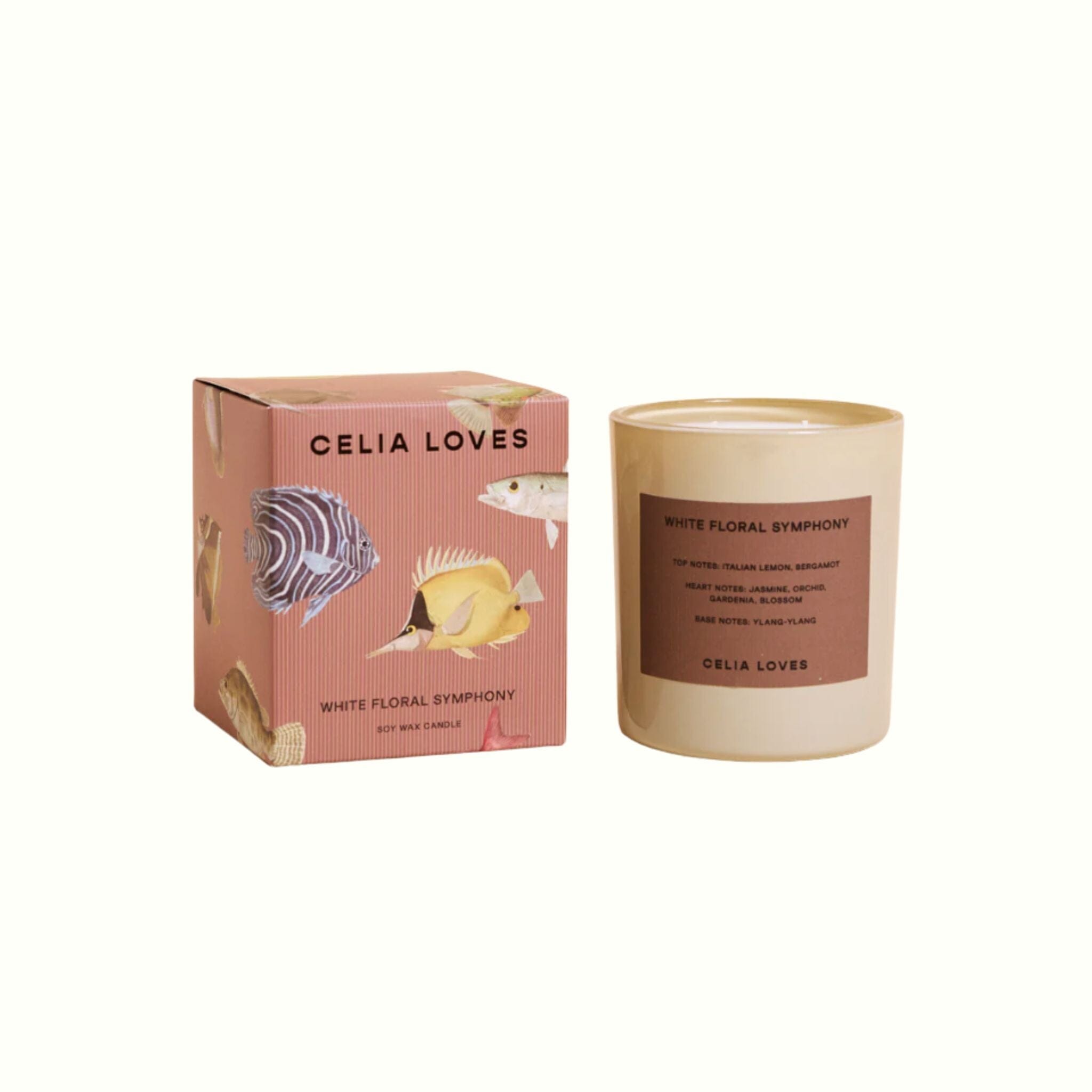 White Floral Symphony Candle 395g - Celia Loves - Poppy Rose Flowers Brisbane