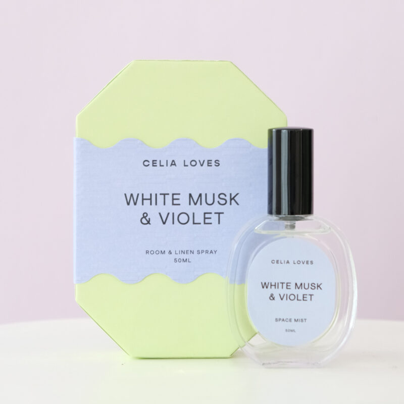Celia Loves White Musk and Violet Room Spray, Poppy Rose Flowers